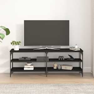 vidaXL TV Cabinet Black Engineered wood, iron 55.1 x 11.8 x 19.7 in