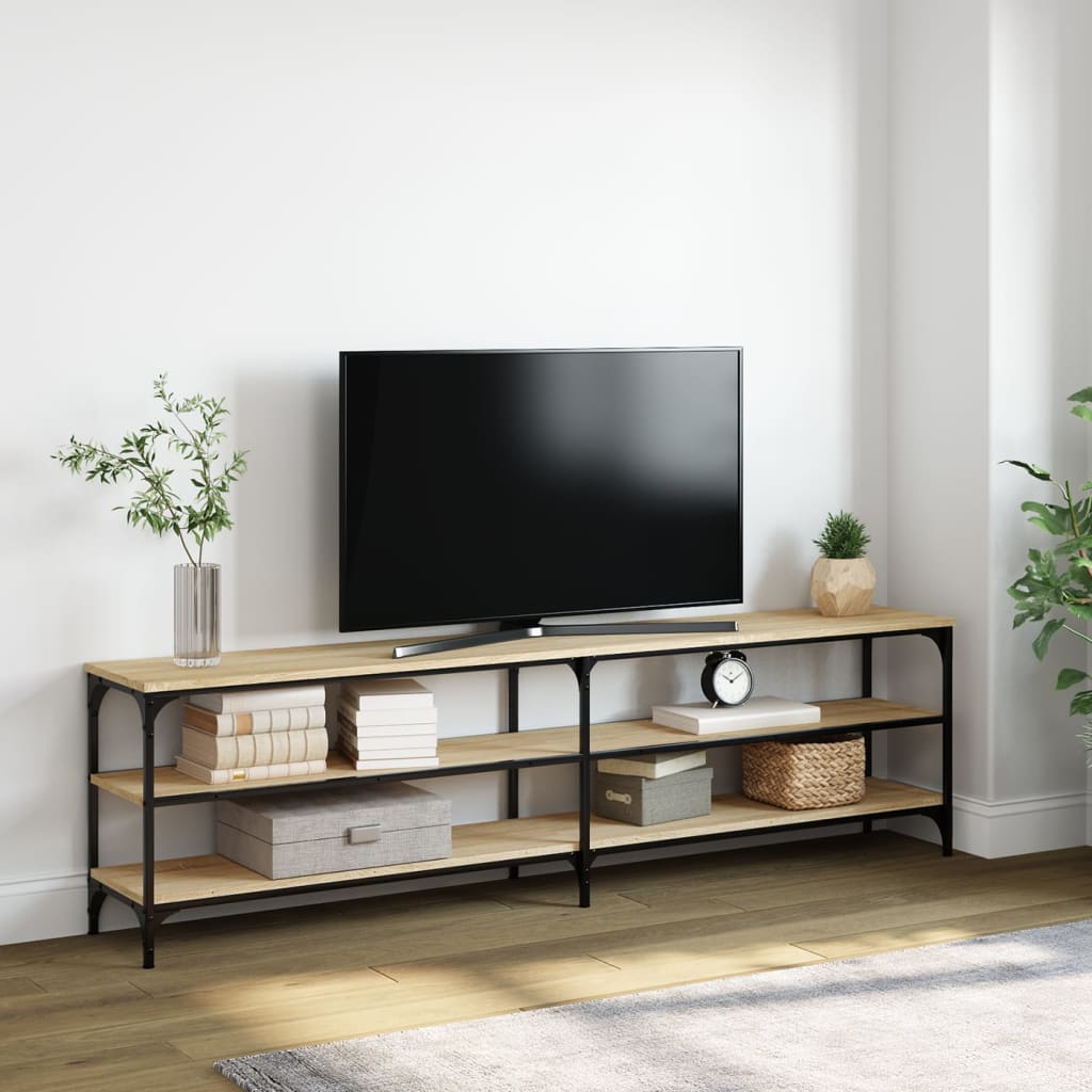 vidaXL tv-bord 180x30x50 cm konstrueret træ og metal sonoma-eg
