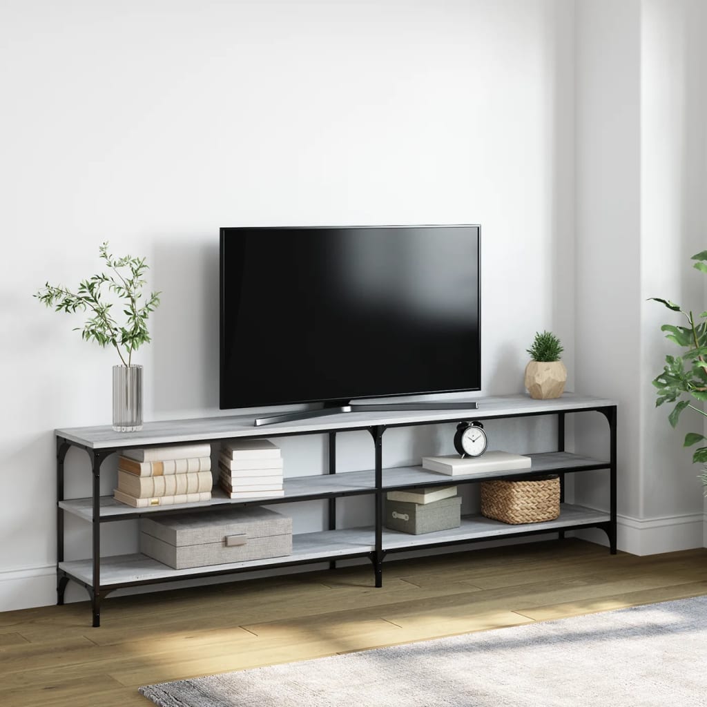 vidaXL Comodă TV, gri sonoma, 180x30x50 cm, lemn prelucrat și metal
