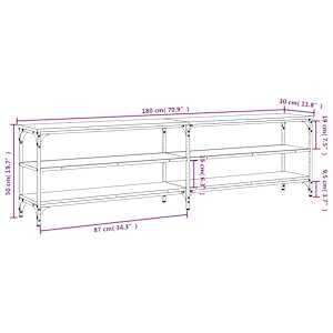TV skříňka hnědý dub 180 x 30 x 50 cm kompozitní dřevo a kov - obrázek 9
