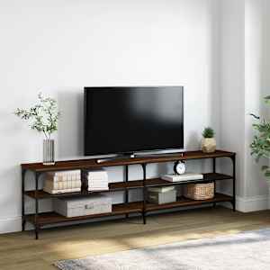 TV skříňka hnědý dub 180 x 30 x 50 cm kompozitní dřevo a kov - obrázek 1