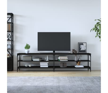 vidaXL TV omarica črna 200x30x50 cm inženirski les in kovina