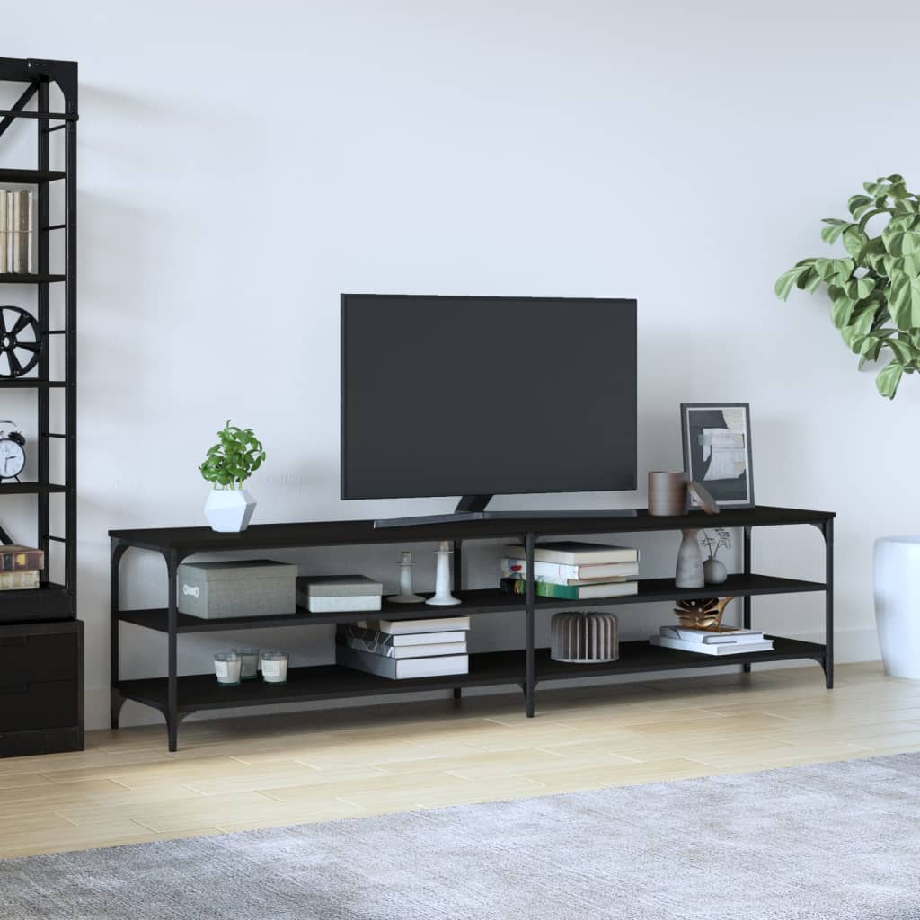 Metal black store tv stand