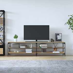 TV skříňka dub sonoma 200 x 30 x 50 cm kompozitní dřevo a kov - obrázek 3