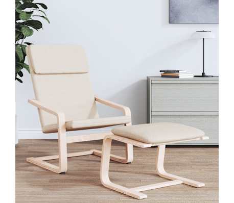 vidaXL Lenestol kremhvit stoff