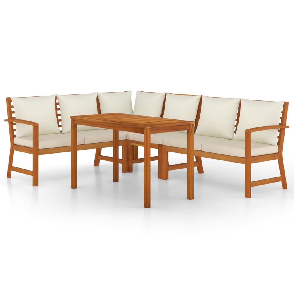 Image of vidaXL 5 Piece Garden Dining Set with Cushions Solid Wood Acacia