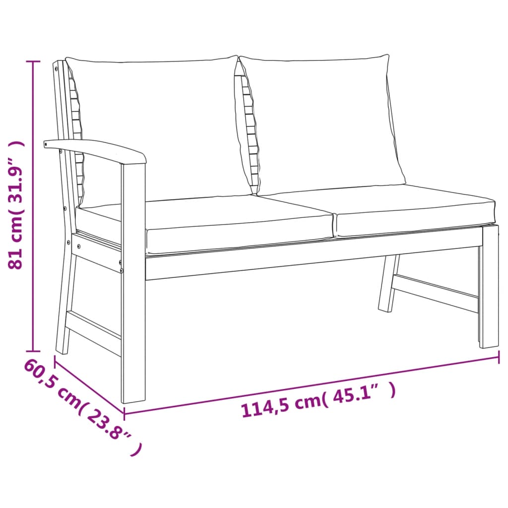 imagem de vidaXL 7 pcs conjunto de jantar p/ jardim c/ almofadões acácia maciça10