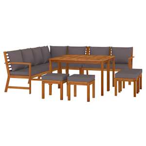 vidaXL Patio Dining Set Dark Grey Solid Acacia Wood Large Modular