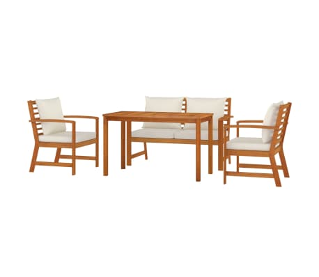 vidaXL 4-tlg. Garten-Essgruppe mit Kissen Massivholz Akazie