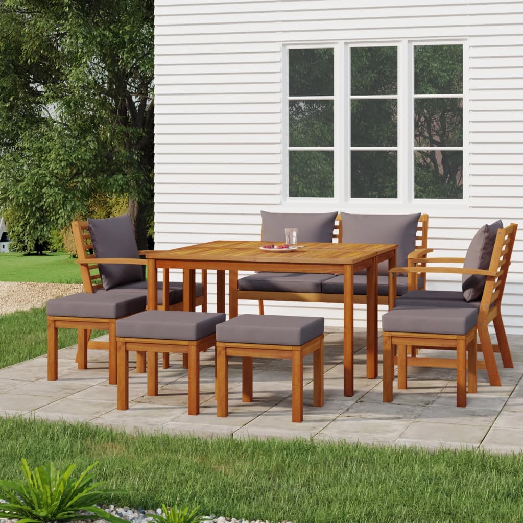 vidaXL Set mobilier de grădină cu perne, 9 piese, lemn masiv de acacia acacia imagine noua