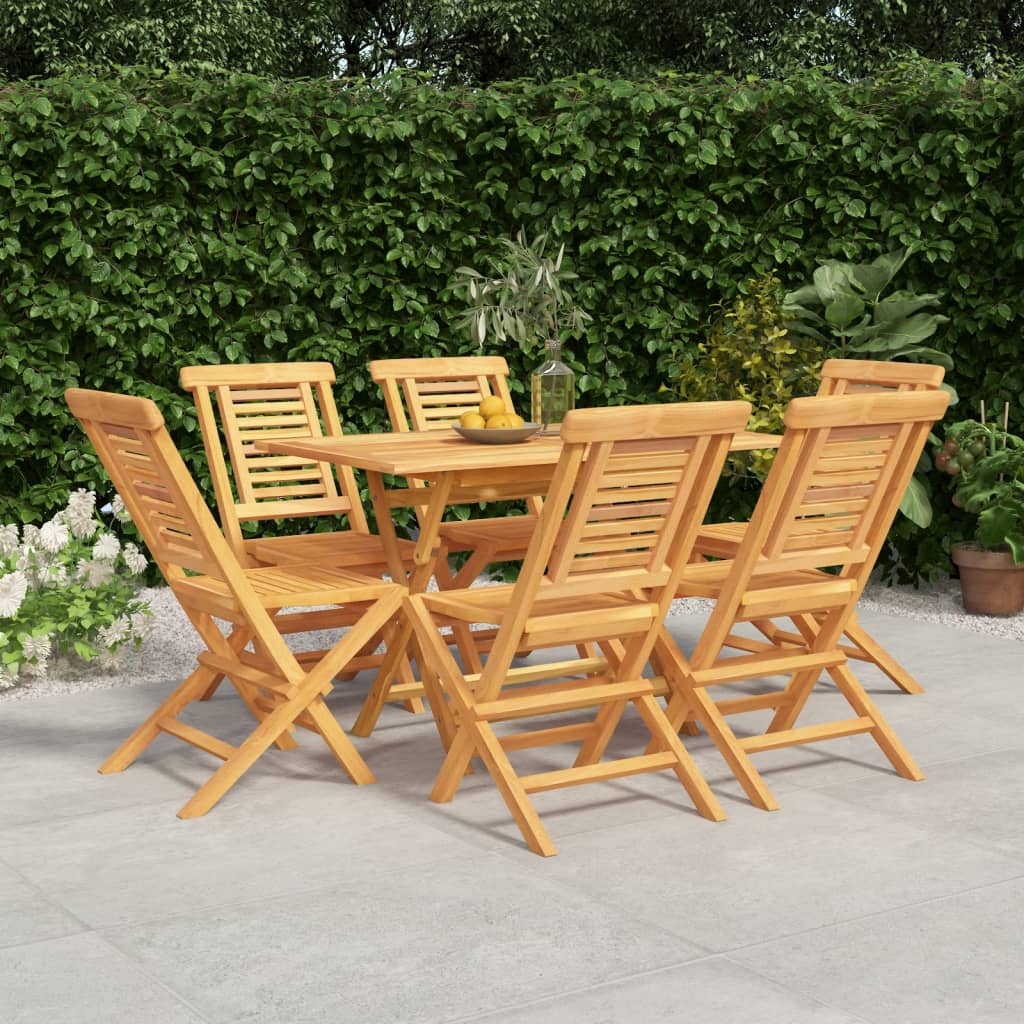 vida XL 7-tlg. Garten-Essgruppe Massivholz Teak