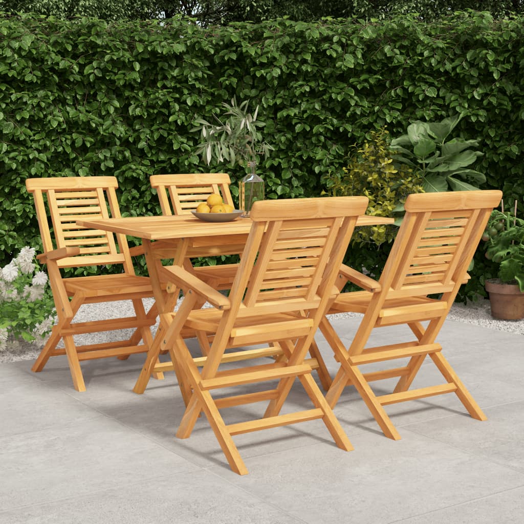 vida XL 5-tlg. Garten-Essgruppe Massivholz Teak