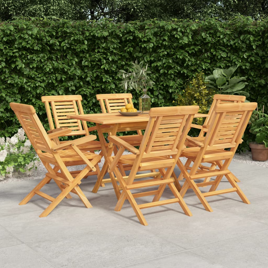 vida XL 7-tlg. Garten-Essgruppe Massivholz Teak