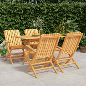 Vrtna jedilna garnitura 5-delna trdna tikovina