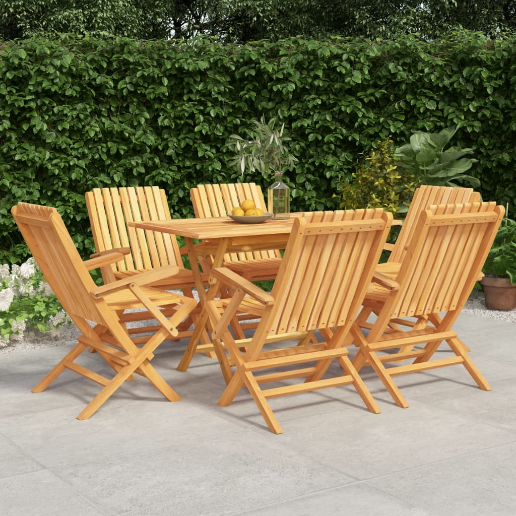 vida XL 7-tlg. Garten-Essgruppe Massivholz Teak