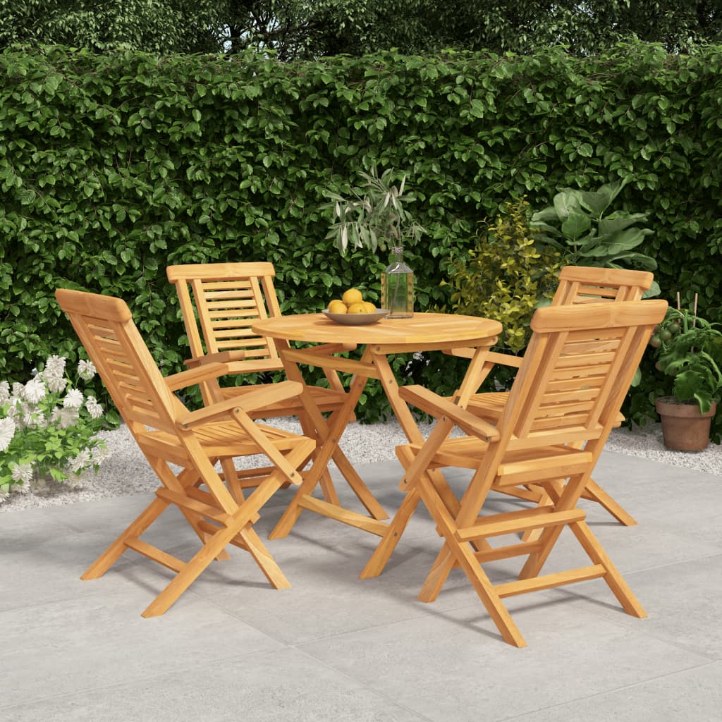 vidaXL Ensemble à dîner de jardin 5 pcs Bois de teck massif