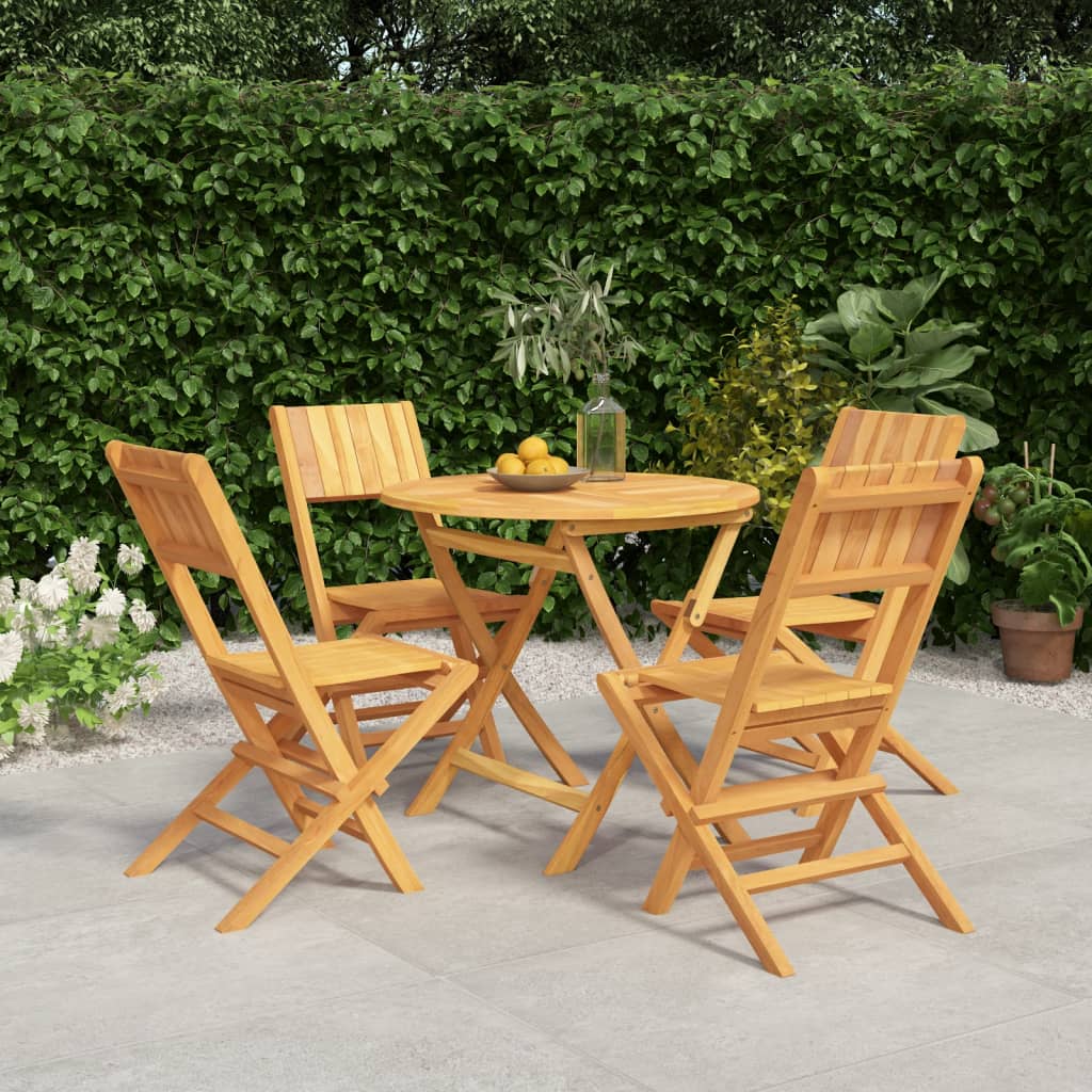 vida XL 5-tlg. Garten-Essgruppe Massivholz Teak