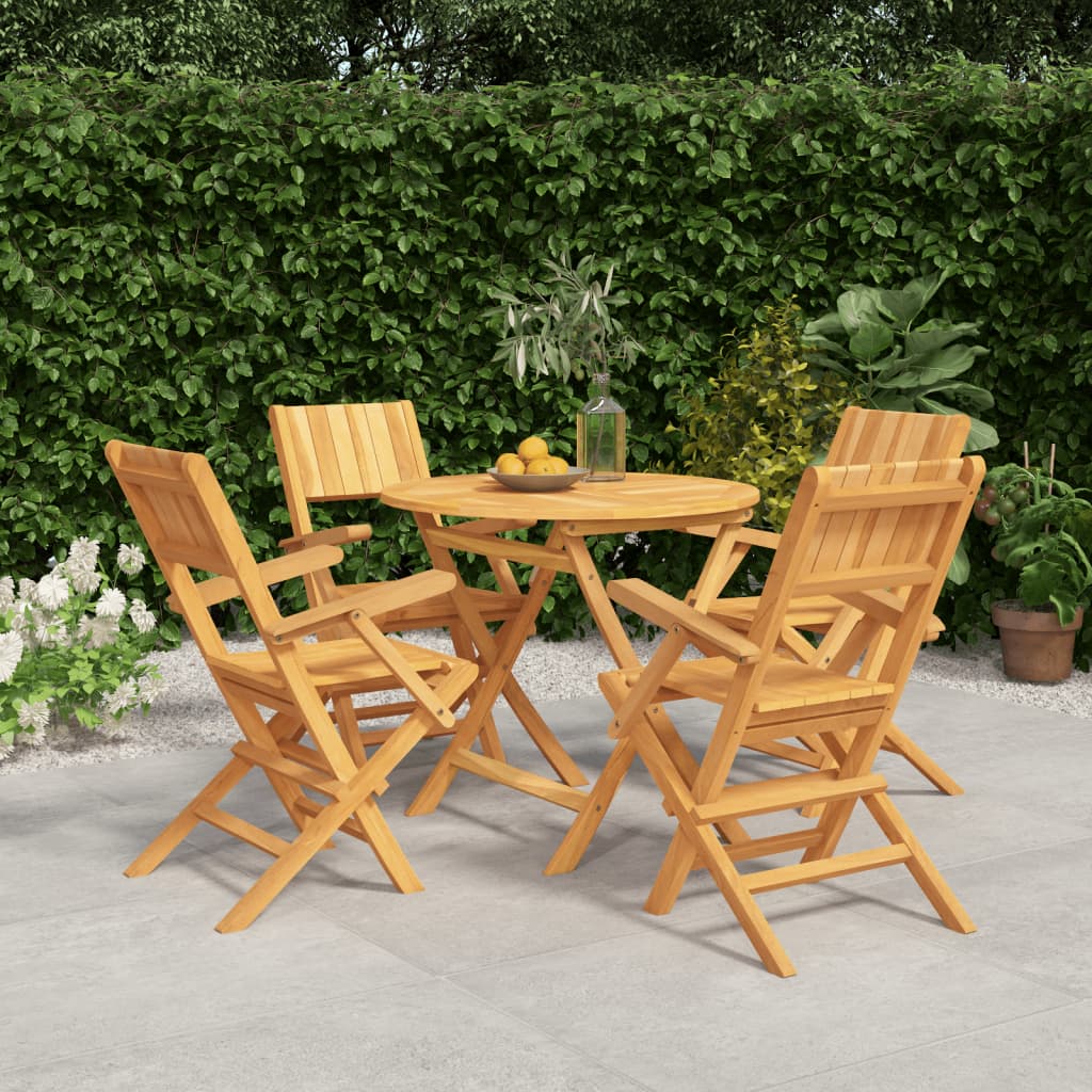 vida XL 5-tlg. Garten-Essgruppe Massivholz Teak