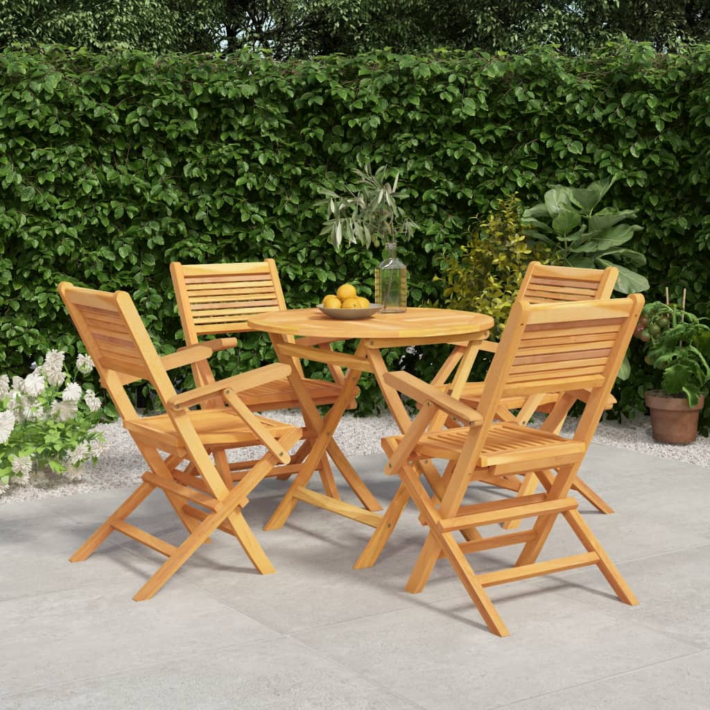 vida XL 5-tlg. Garten-Essgruppe Massivholz Teak
