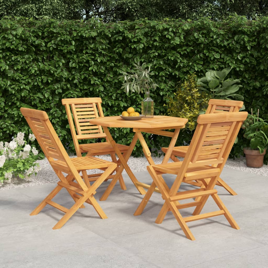 vida XL 5-tlg. Garten-Essgruppe Massivholz Teak