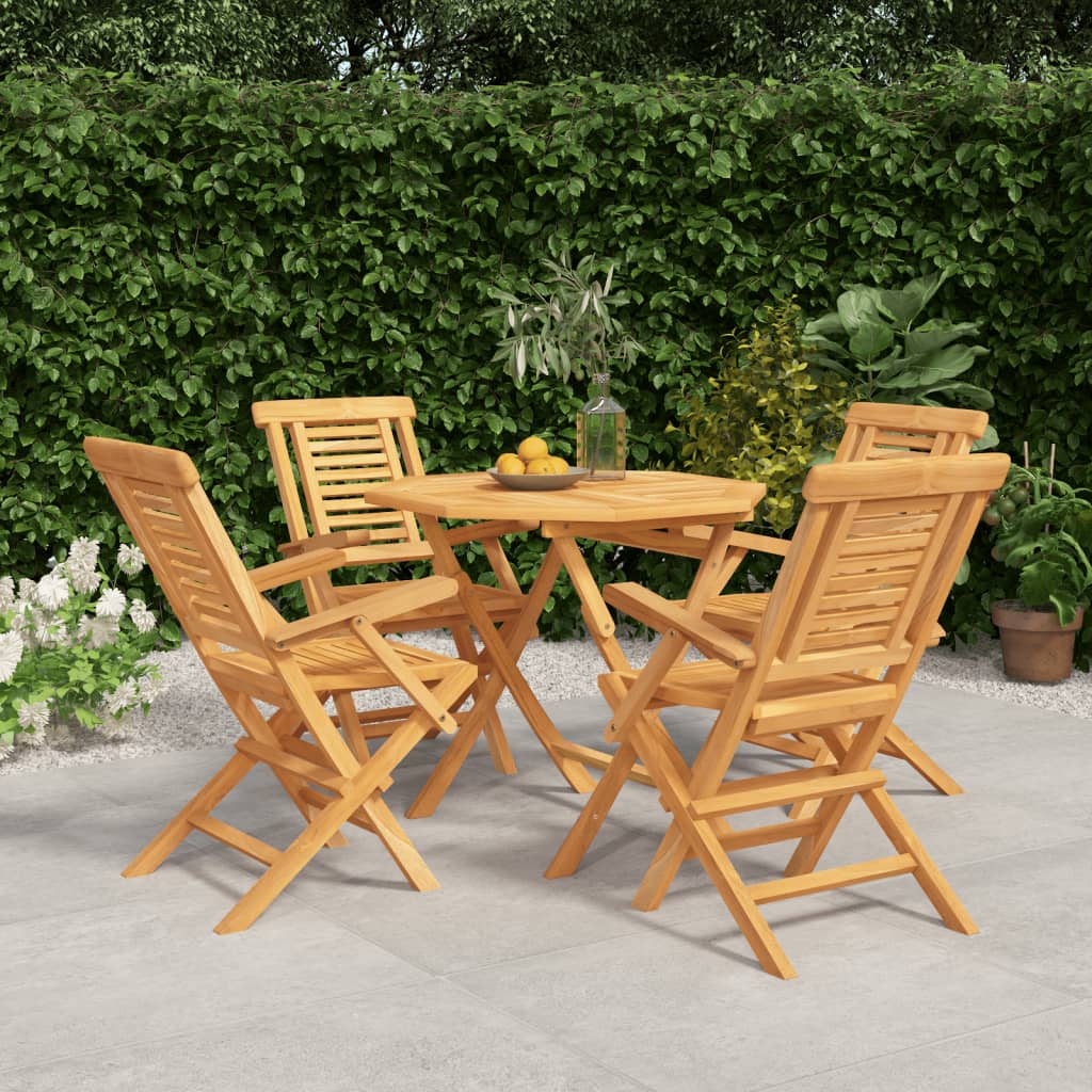 vida XL 5-tlg. Garten-Essgruppe Massivholz Teak