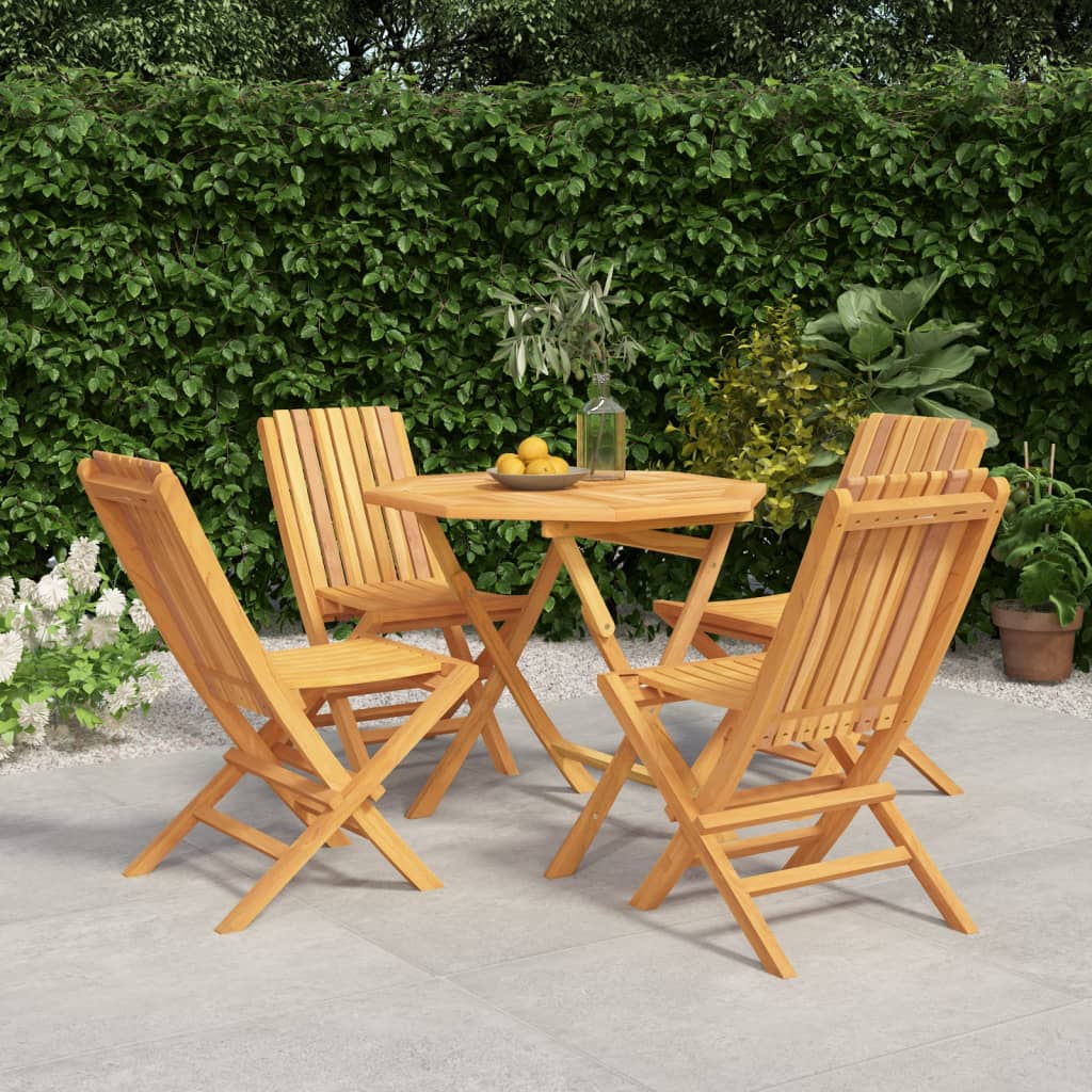 Zestaw mebli ogrodowych drewnianych tekowych, 85x85x76 cm, 4 składane krzesła