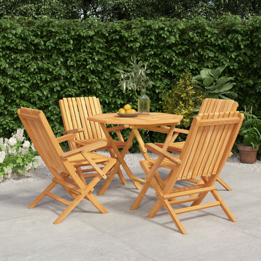 vida XL 5-tlg. Garten-Essgruppe Massivholz Teak