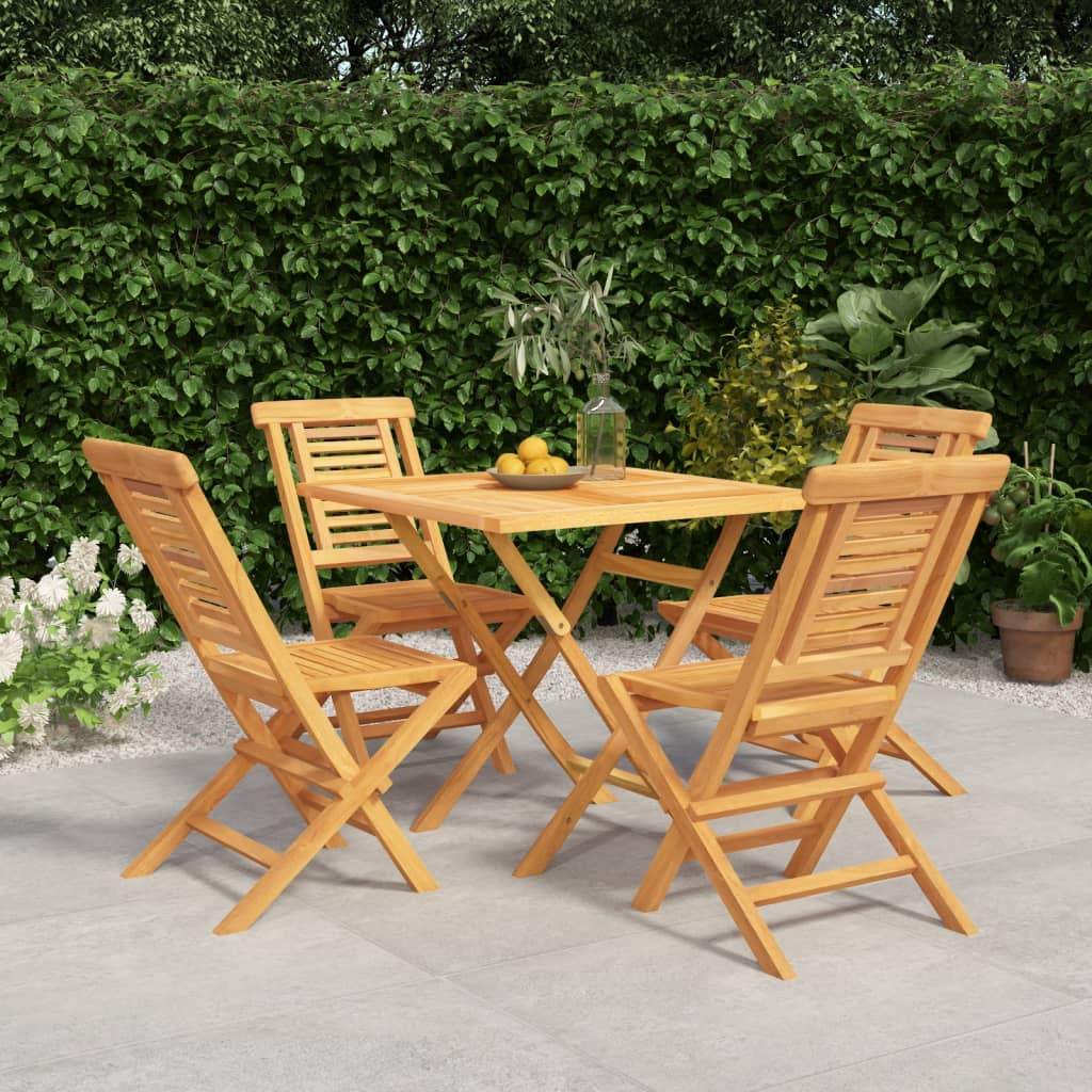 vida XL 5-tlg. Garten-Essgruppe Massivholz Teak