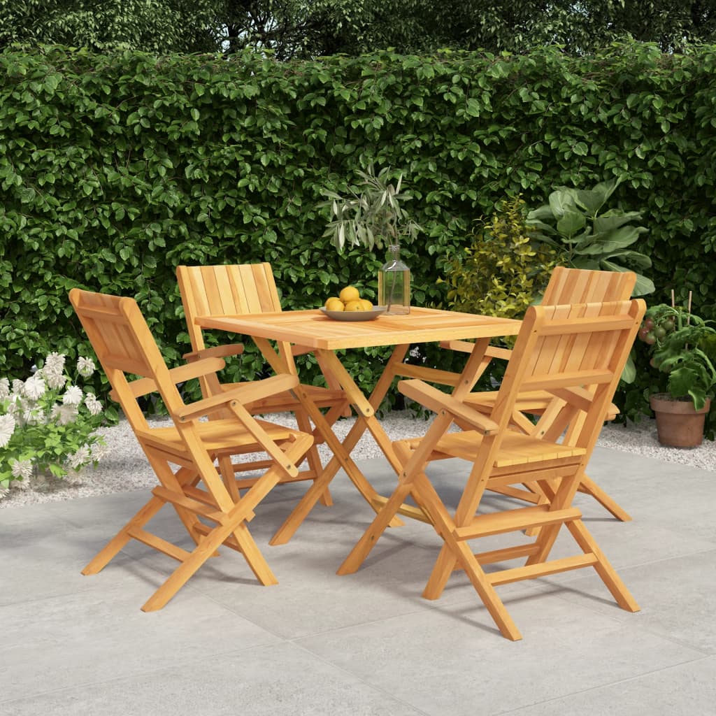 vida XL 5-tlg. Garten-Essgruppe Massivholz Teak