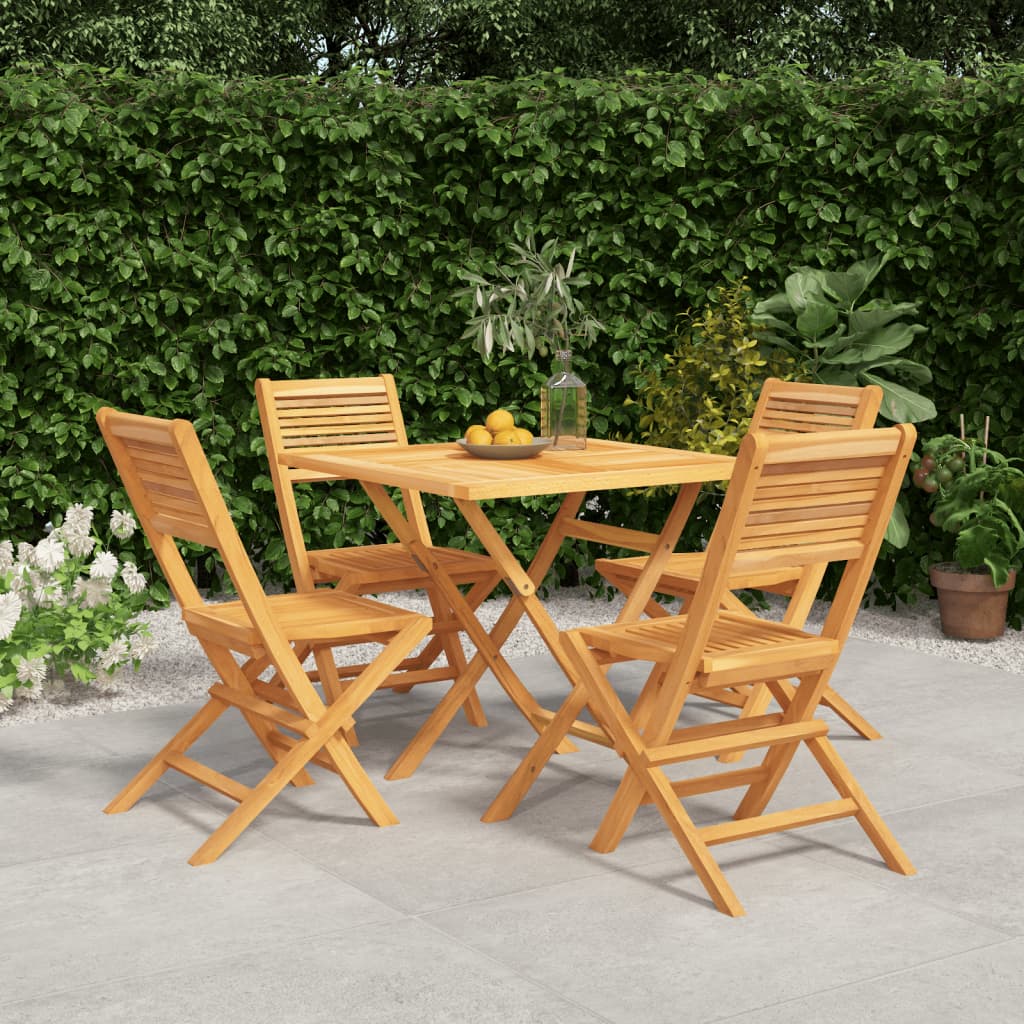 vida XL 5-tlg. Garten-Essgruppe Massivholz Teak