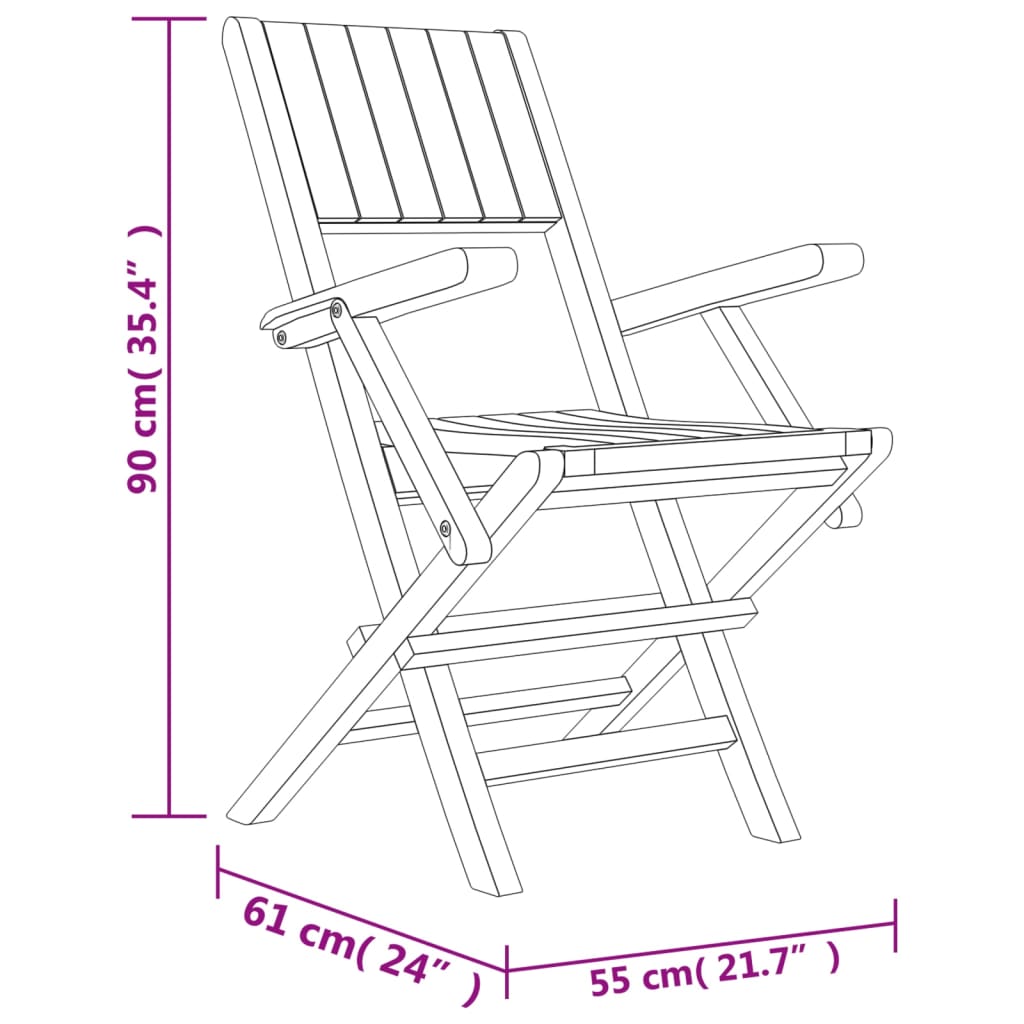 Skládací zahradní židle 8 ks 55x61x90 cm masivní teakové dřevo