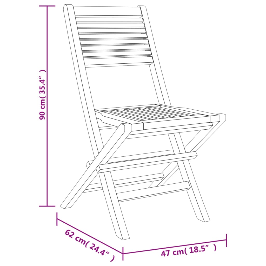 Sklopive vrtne stolice 4 kom 47x62x90 cm od masivne tikovine