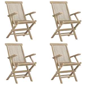 Skládací zahradní židle 4 ks šedé 56 x 61 x 89 cm masivní teak - obrázek 2