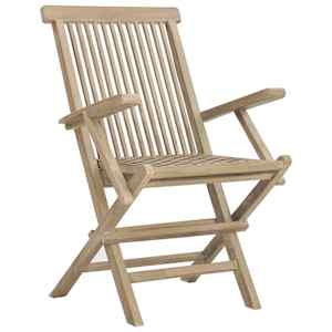 Skládací zahradní židle 4 ks šedé 56 x 61 x 89 cm masivní teak - obrázek 3