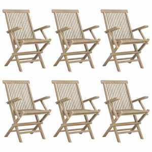 Skládací zahradní židle 6 ks šedé 56 x 61 x 89 cm masivní teak - obrázek 2