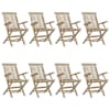 vidaXL Kokkupandavad toolid 8 tk, hallid, 56 x 61 x 89 cm, t&auml;ispuit, tiikpuu