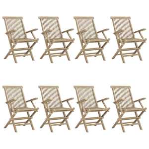 Skládací zahradní židle 8 ks šedé 56 x 61 x 89 cm masivní teak - obrázek 2