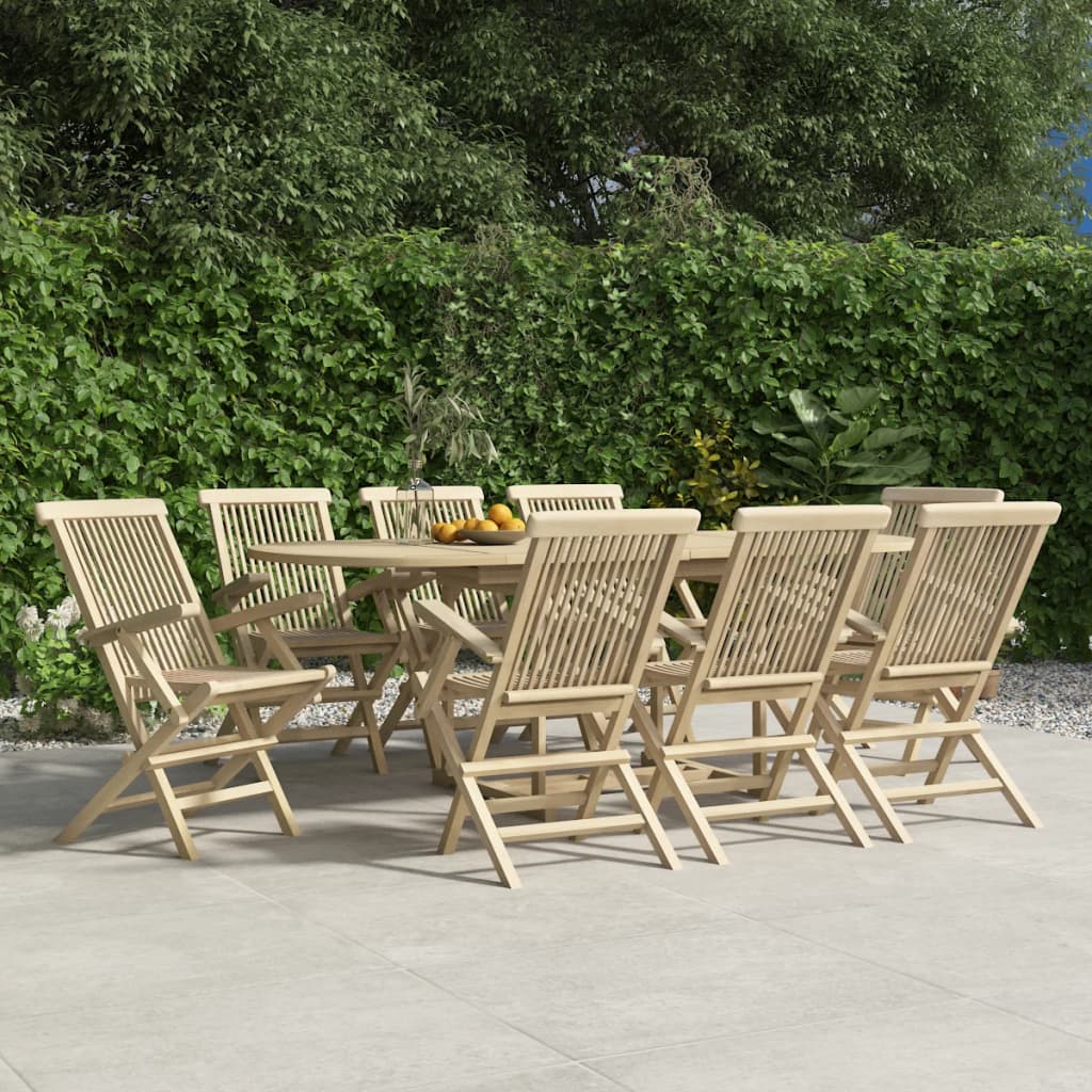 vidaXL Gartenstühle 8 Stk. Klappbar Grau 56x61x89 cm Massivholz Teak