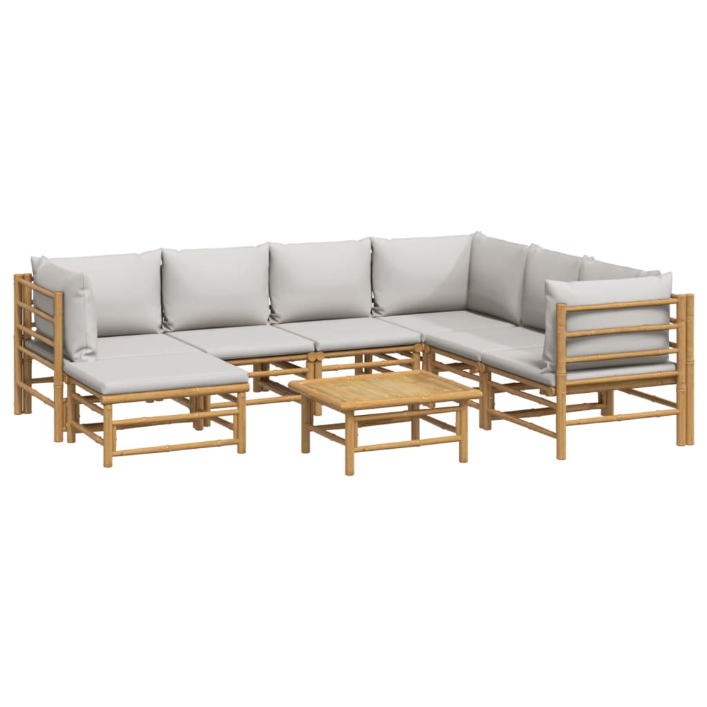 Thumbnail - vidaXL 8-tlg. Garten-Lounge-Set mit Kissen Hellgrau Bambus