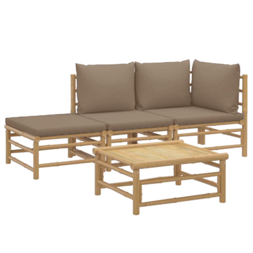 Thumbnail - vidaXL 4-tlg. Garten-Lounge-Set mit Taupe Kissen Bambus