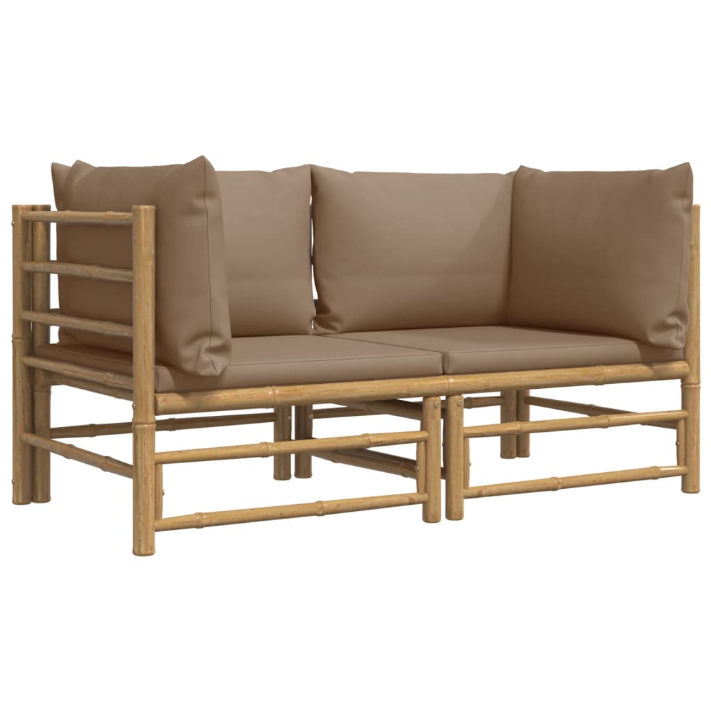 Thumbnail - vidaXL Garten-Ecksofas mit Taupe Kissen 2 Stk. Bambus