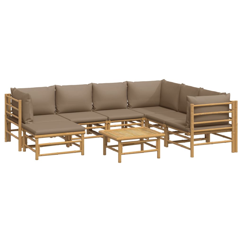 Thumbnail - vidaXL 8-tlg. Garten-Lounge-Set mit Kissen Taupe Bambus