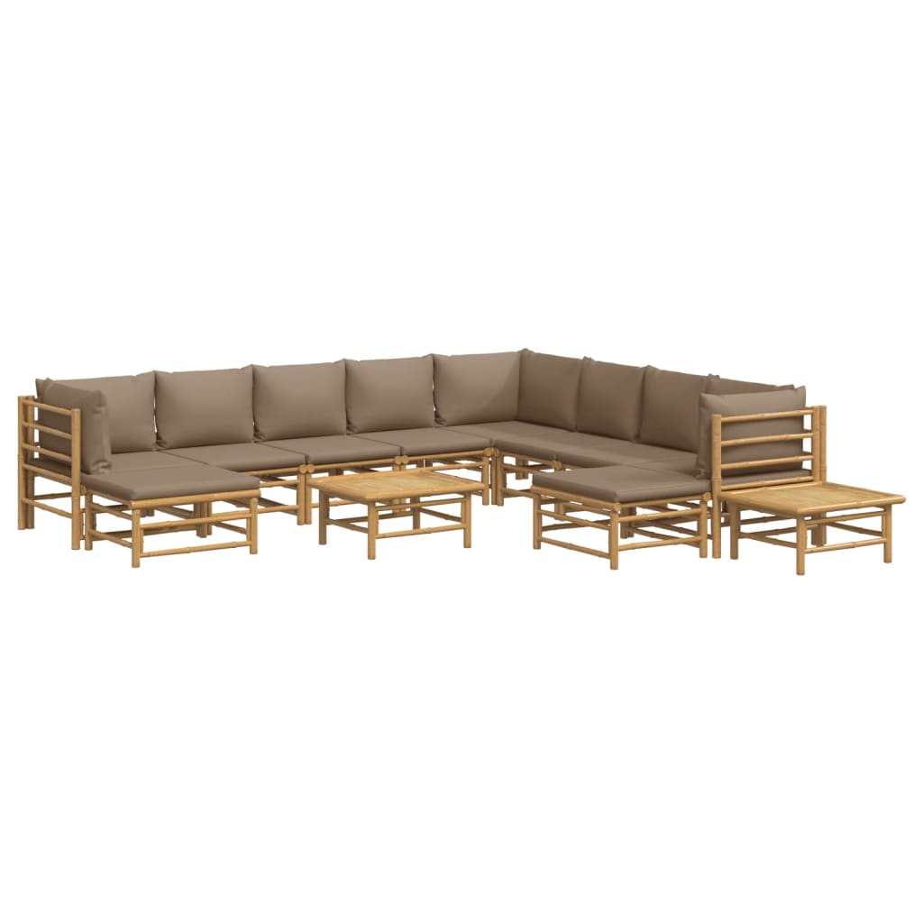 Thumbnail - vidaXL 12-tlg. Garten-Lounge-Set mit Kissen Taupe Bambus
