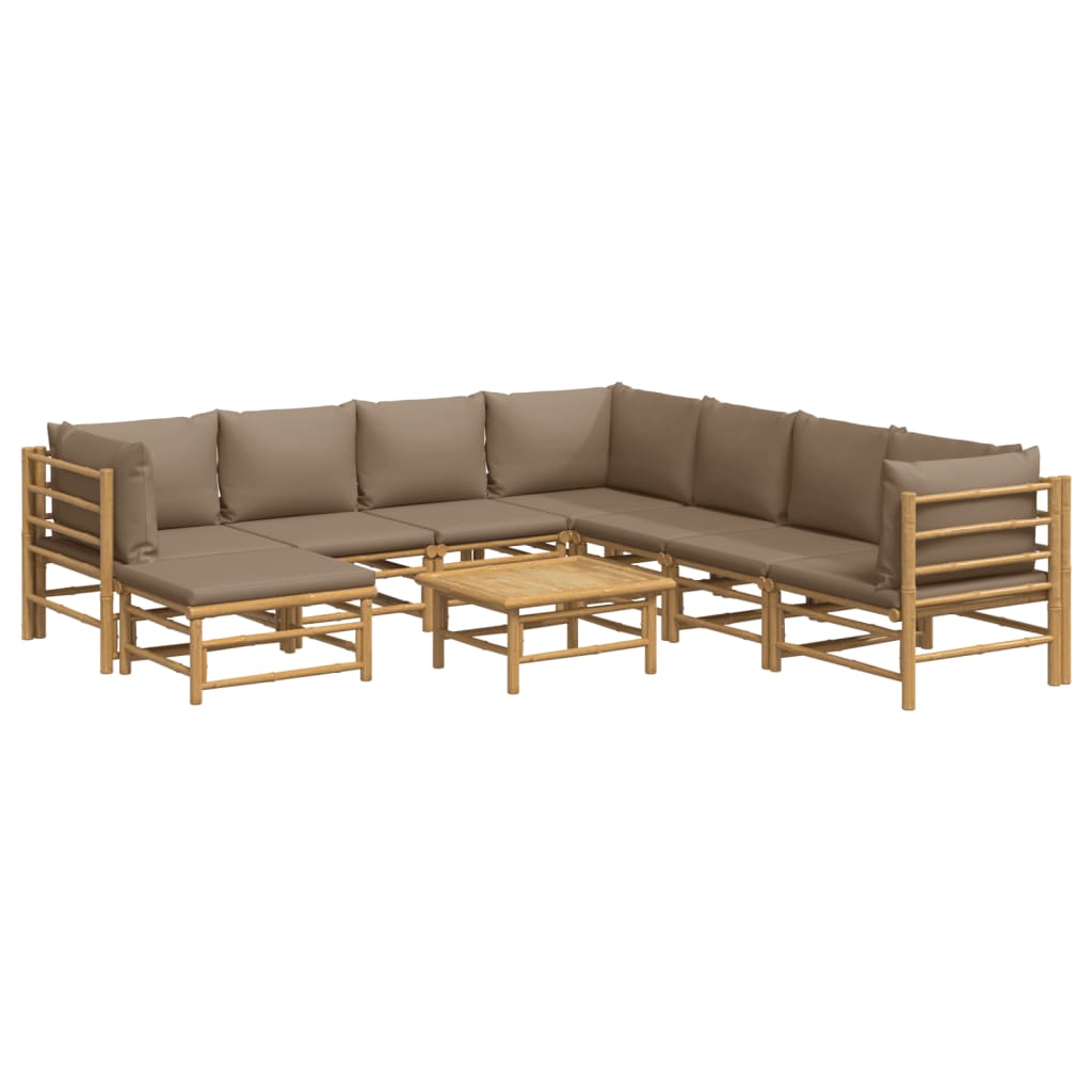 Thumbnail - vidaXL 9-tlg. Garten-Lounge-Set mit Kissen Taupe Bambus