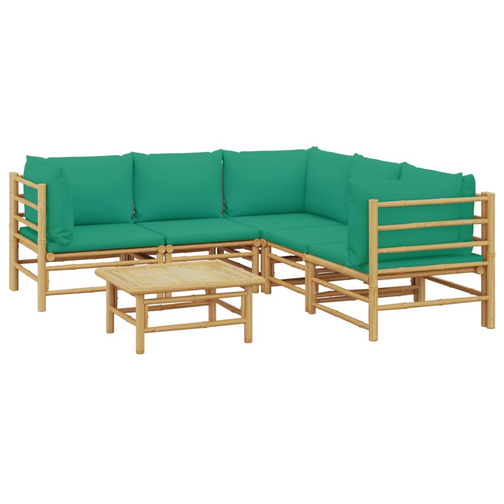 vidaXL 6-delige Loungeset met kussens bamboe groen afbeelding