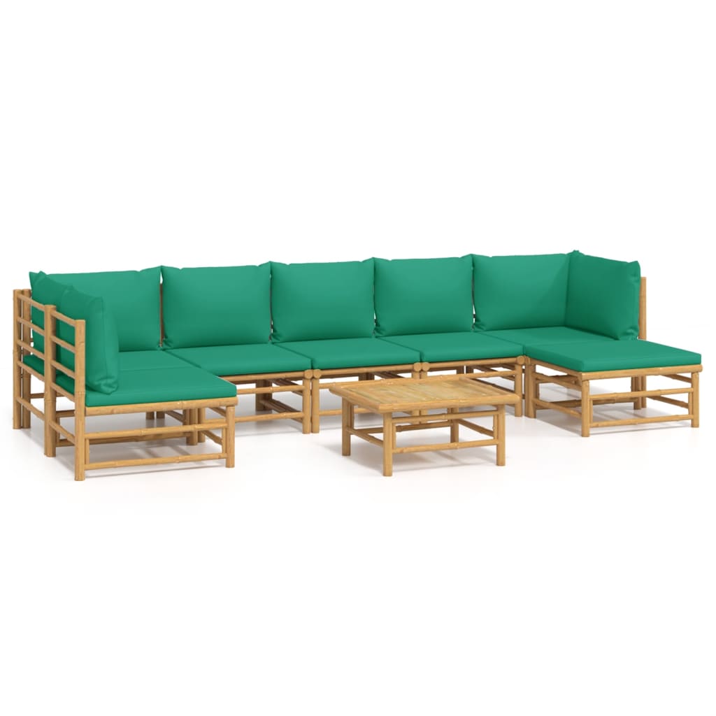 Thumbnail - vidaXL 8-tlg. Garten-Lounge-Set mit Grünen Kissen Bambus