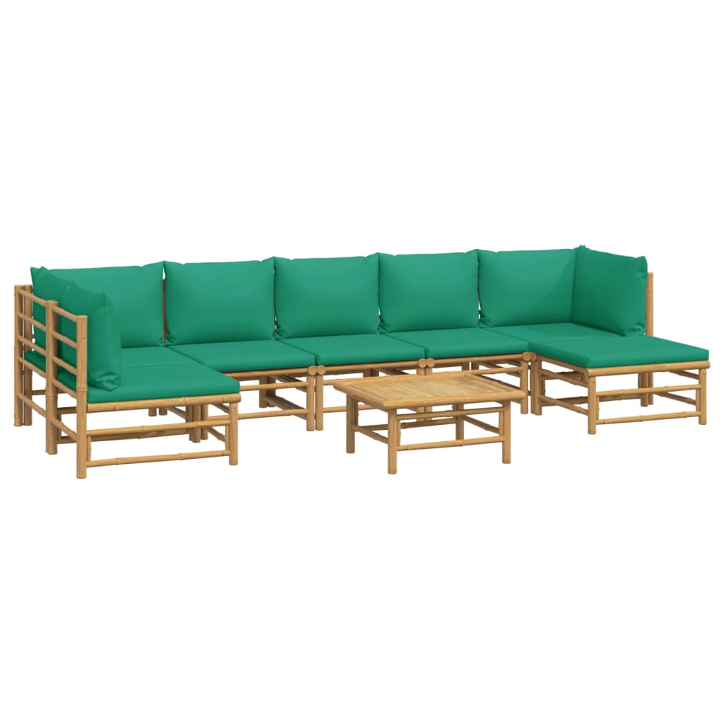 Thumbnail - vidaXL 8-tlg. Garten-Lounge-Set mit Grünen Kissen Bambus
