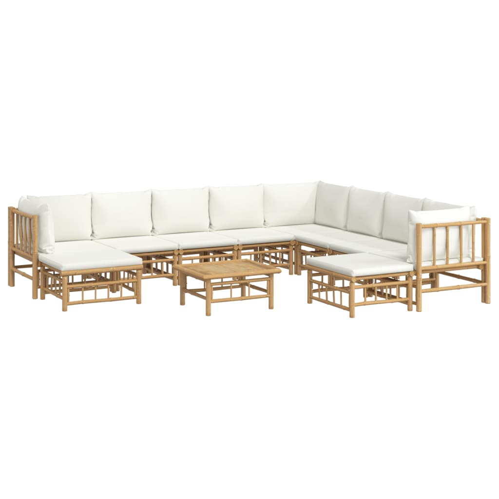 Thumbnail - vidaXL 11-tlg. Garten-Lounge-Set mit Cremeweißen Kissen Bambus