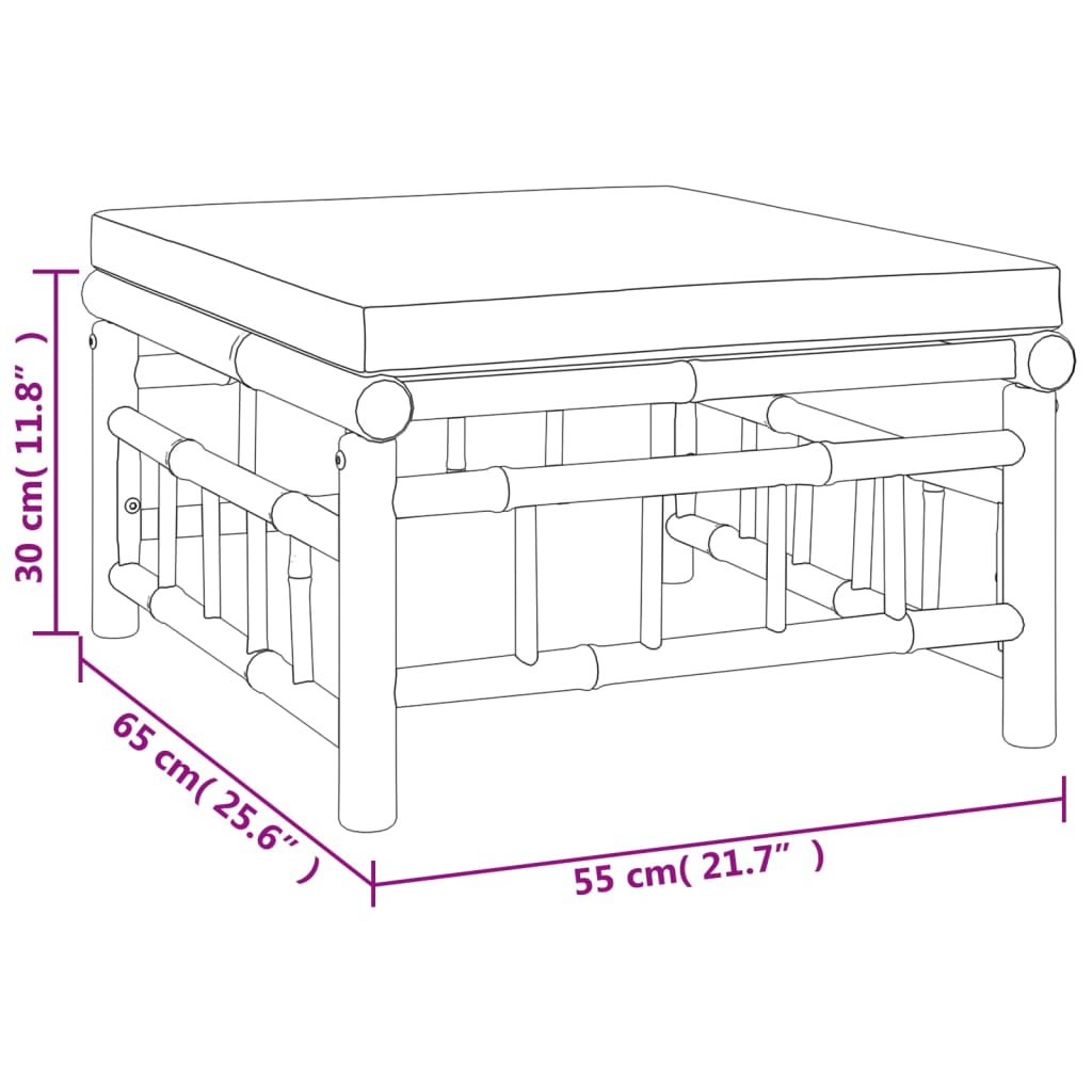 Set mobilier de grădină cu perne gri închis, 8 piese, bambus