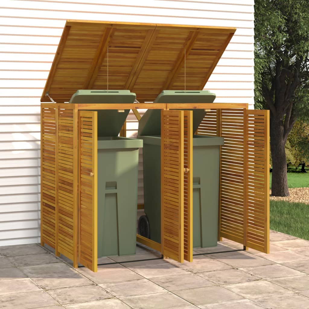 vida XL Mülltonnenbox für 2 Tonnen 140x 89x 117 cm Massivholz Akazie